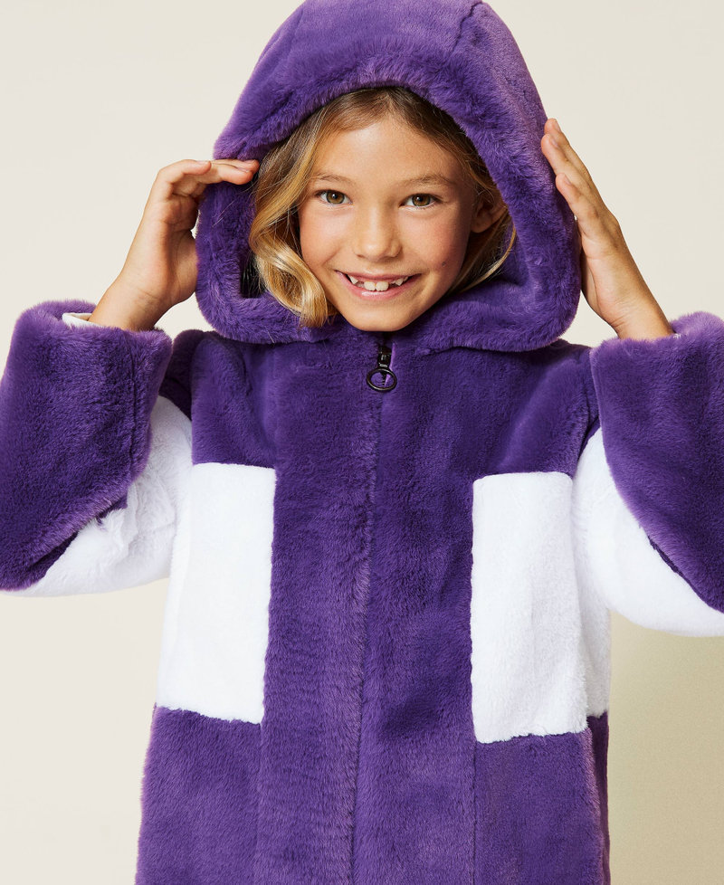 Cappotto bicolore con cappuccio Wood Violet Bambina 212GJ2101-02