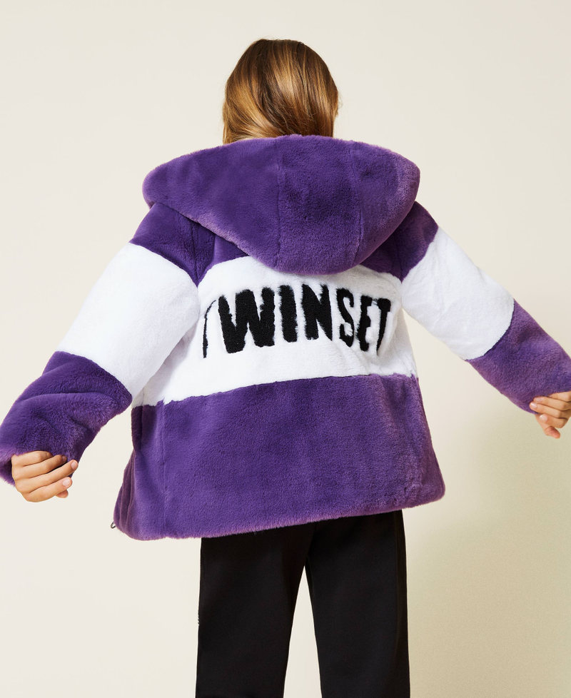 Cappotto bicolore con cappuccio Wood Violet Bambina 212GJ2101-04