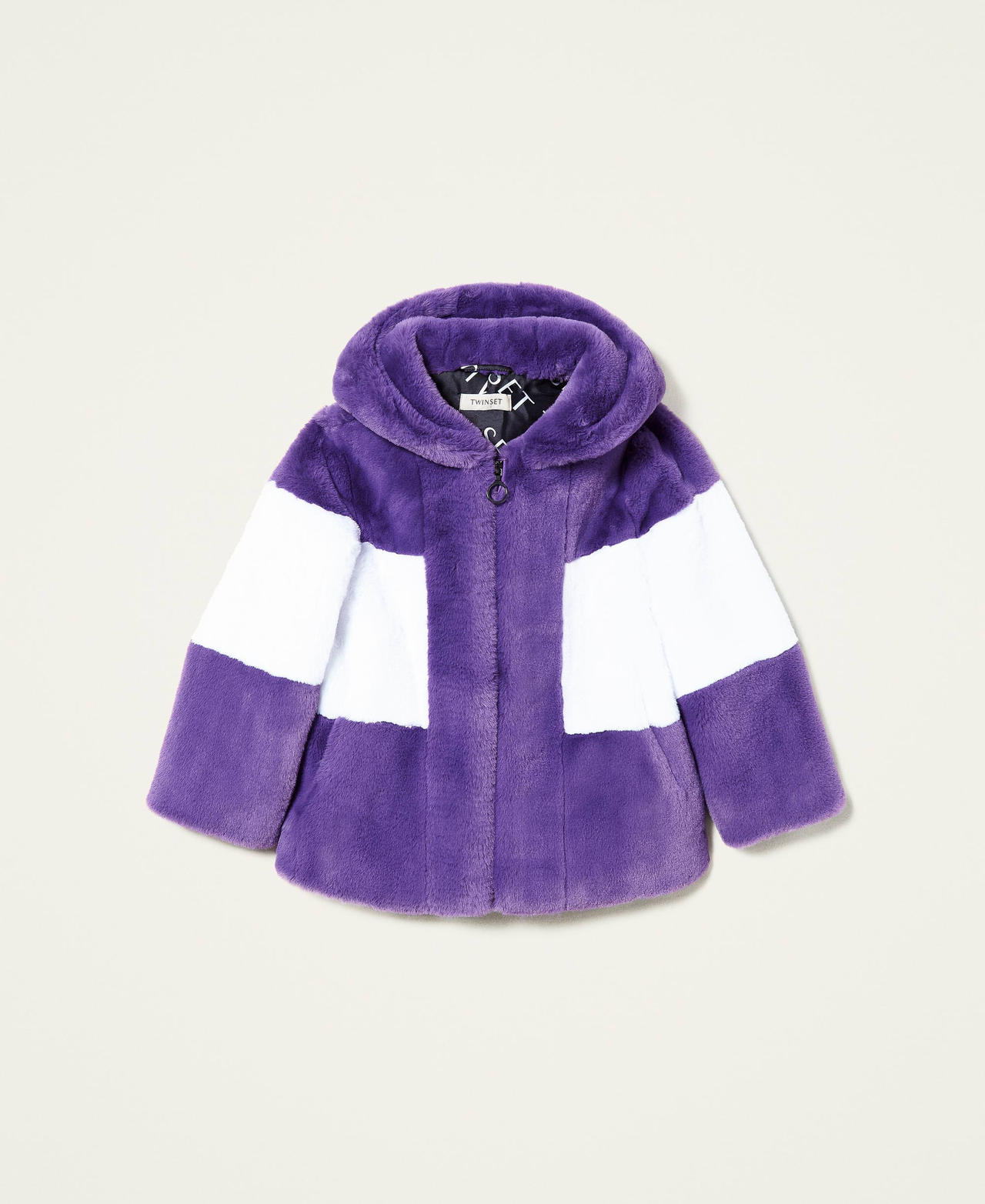 Manteau bicolore avec capuche Wood Violet Fille 212GJ2101-0S