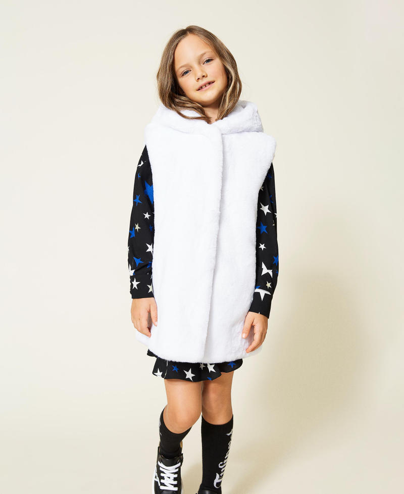 Chaleco largo con capucha Hueso Ni&ntilde;a 212GJ2102-06