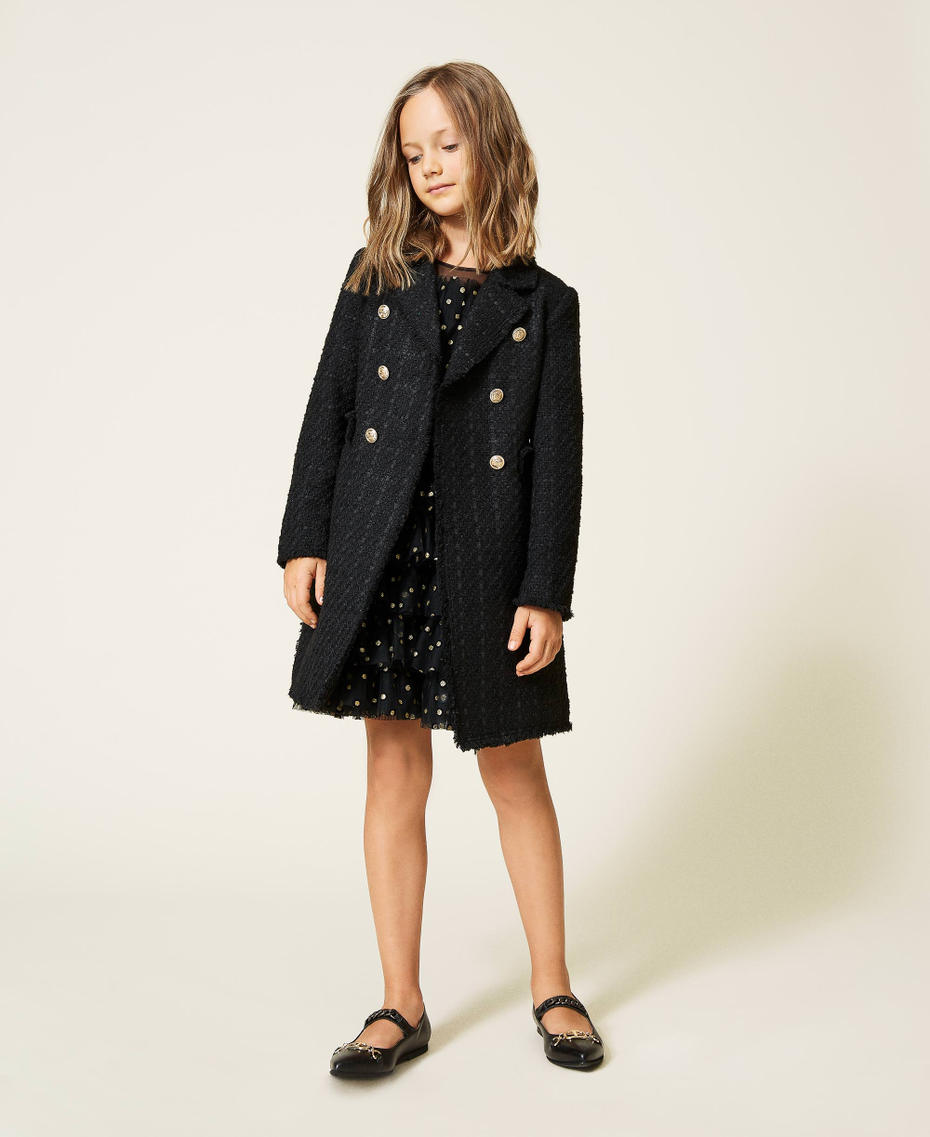 Boucl&eacute; wool cloth coat Black Girl 212GJ2140-01