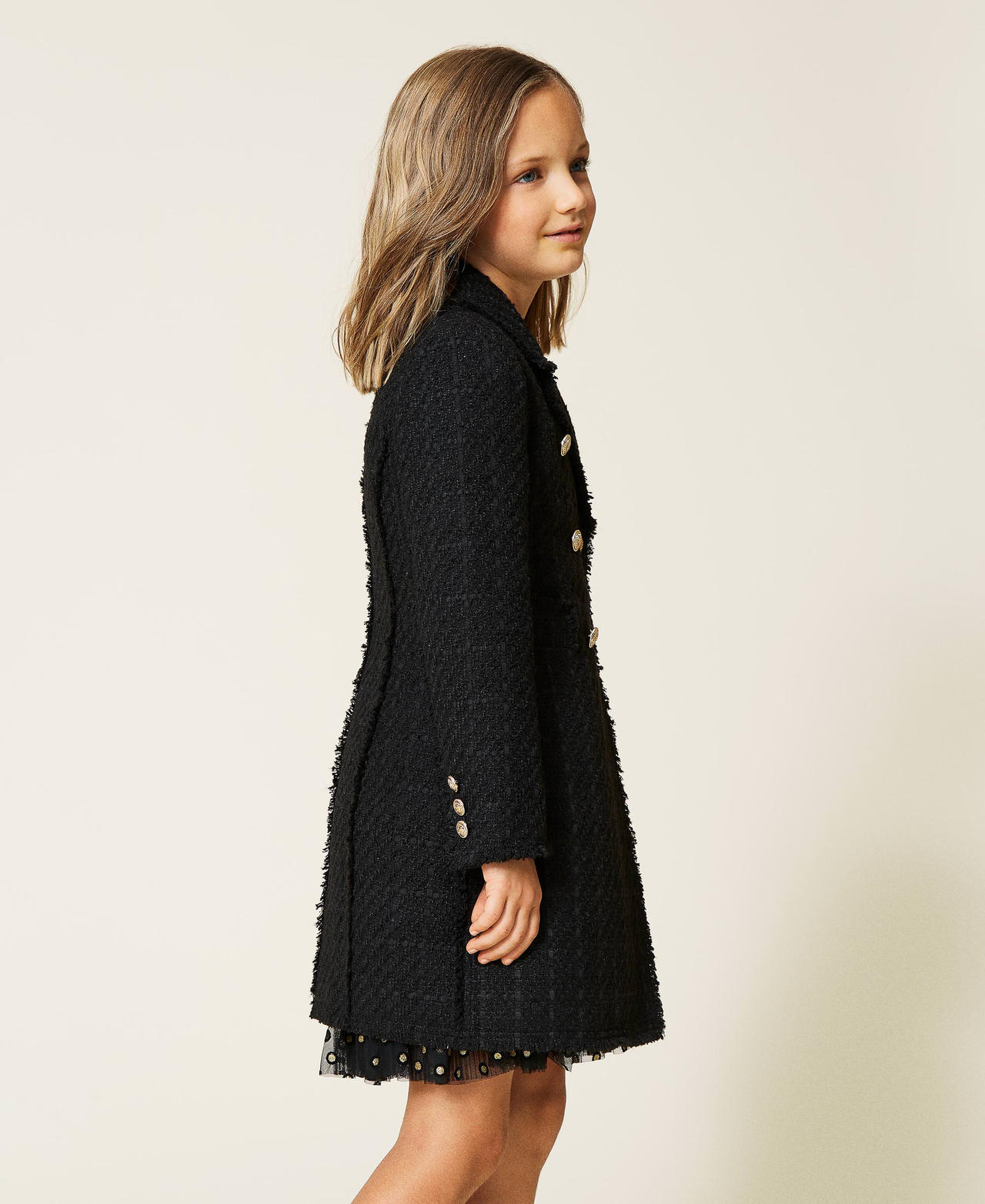 Boucl&eacute; wool cloth coat Black Girl 212GJ2140-03