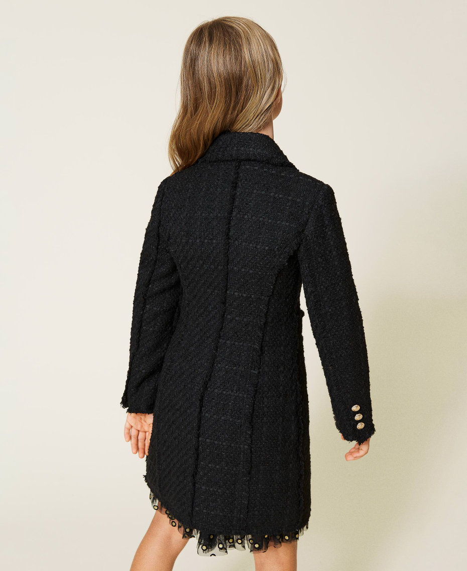 Mantel aus Bouclé-Tuch Schwarz Mädchen 212GJ2140-04
