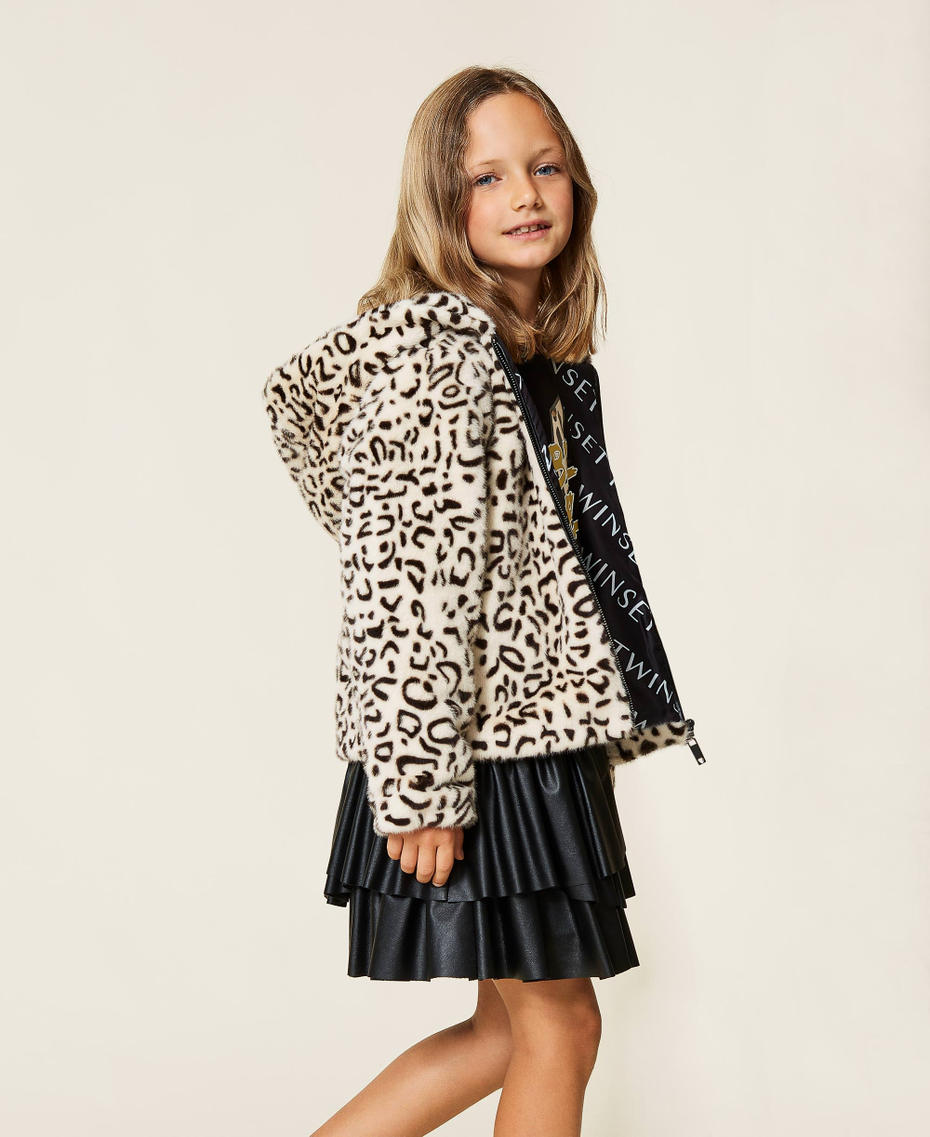 Animal print bomber jacket Chantilly / Black Animal Print Girl 212GJ2150-01