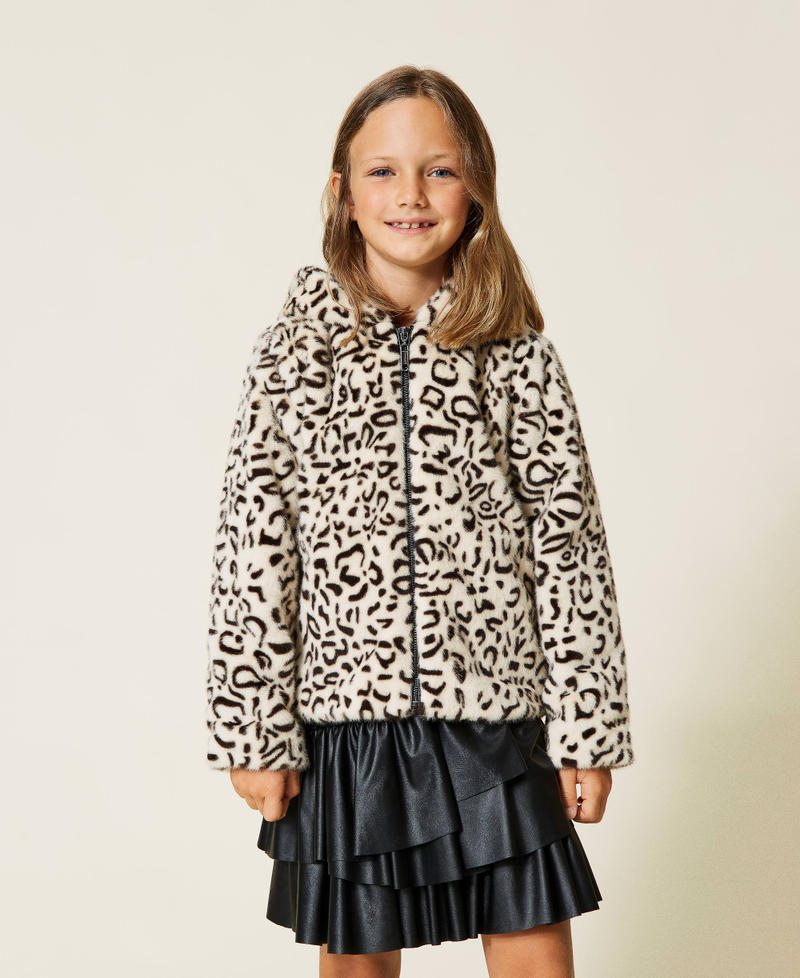 Animal print bomber jacket Chantilly / Black Animal Print Girl 212GJ2150-03