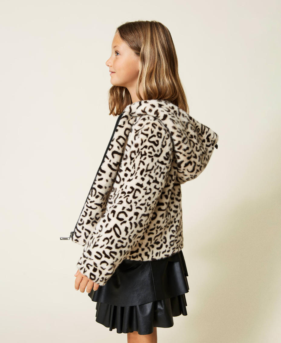 Animal print bomber jacket Chantilly / Black Animal Print Girl 212GJ2150-04