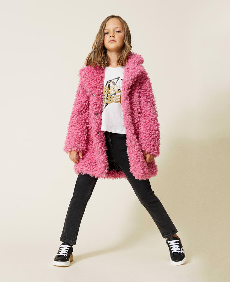 Пальто с плюшевым эффектом Пунцовый Розовый Девочка 212GJ2160-0T