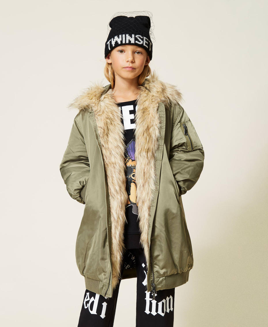 Bomber long avec capuche Vert Toundra Fille 212GJ2180-01
