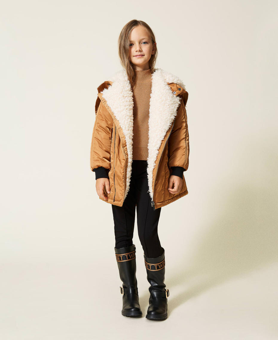 Parka aus technischem Gewebe Irish Cream-Haselnussbraun M&auml;dchen 212GJ2210-01