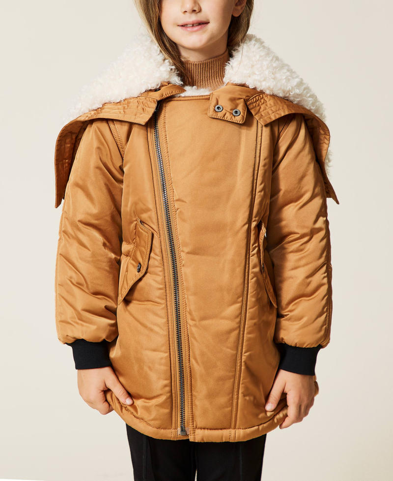 Technical fabric parka coat Girl Patterned TWINSET Milano