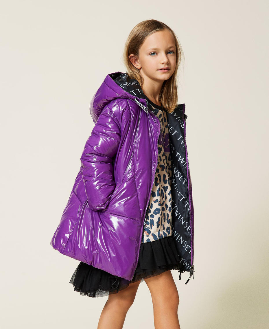 Doudoune longue r&eacute;versible Wood Violet Fille 212GJ2241-01