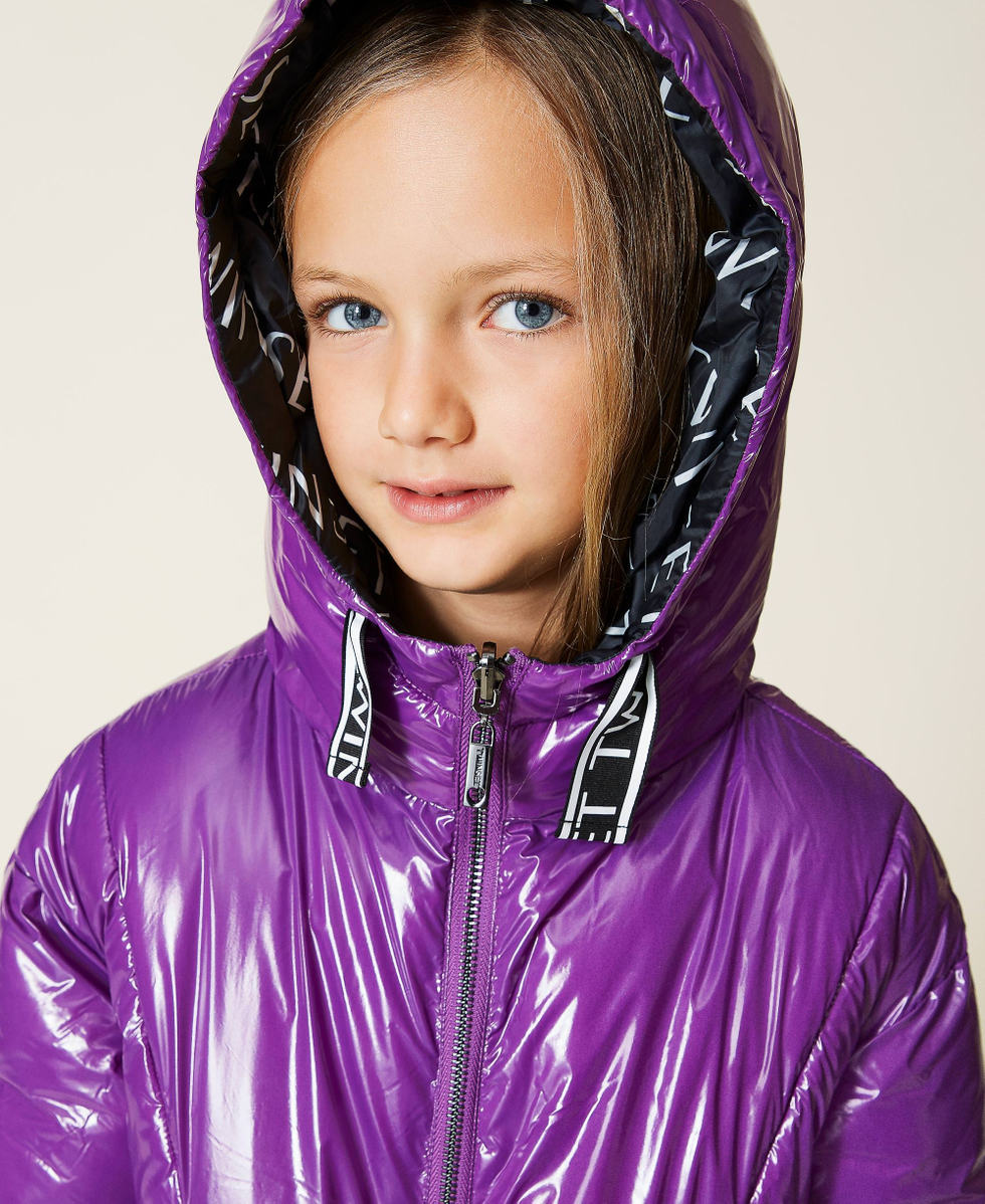 Shiny purple puffer jacket on sale