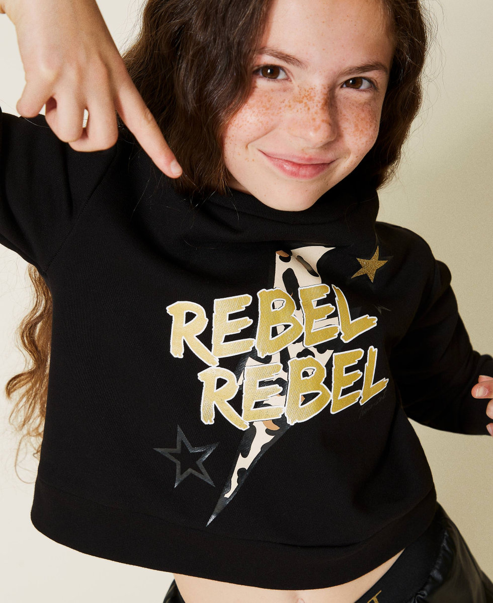 Sudadera con estampado y falda con volantes Negro Ni&ntilde;a 212GJ2250-04