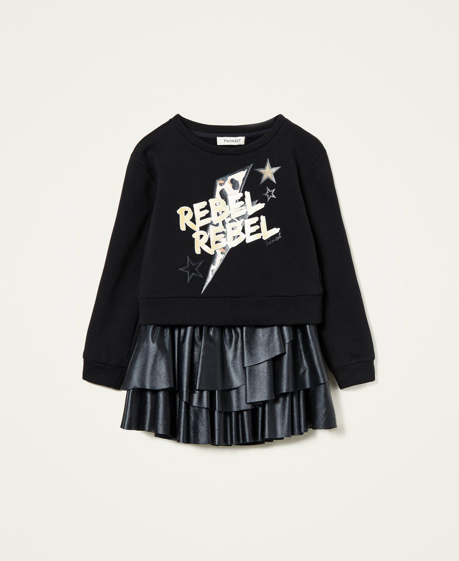 Sweatshirt with print and flounce skirt Black Girl 212GJ2250-0S