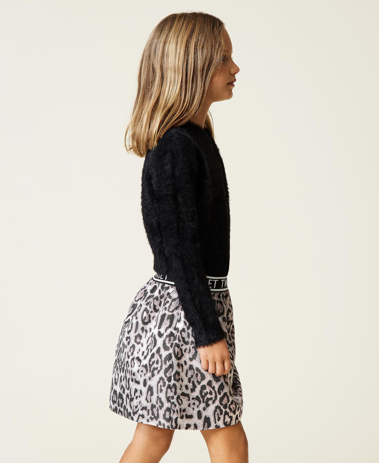 Animal print jacquard skirt Carmine Rose Leopard Spot Jacquard Girl 212GJ2260-02
