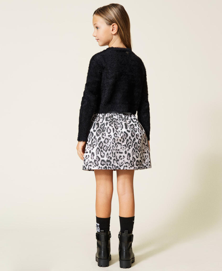 Animal print jacquard skirt Carmine Rose Leopard Spot Jacquard Girl 212GJ2260-03