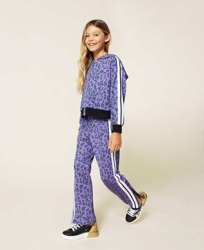 Felpa e pantaloni a stampa animalier Stampa Macula Wood Violet Bambina 212GJ227A-03