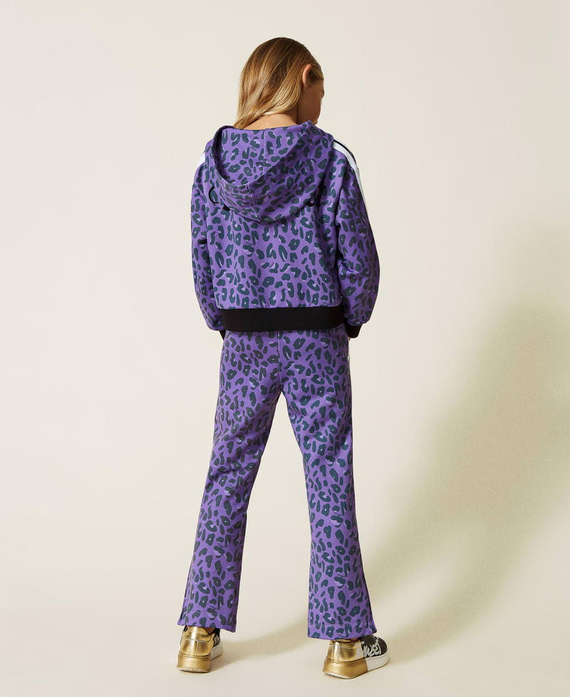 Felpa e pantaloni a stampa animalier Stampa Macula Wood Violet Bambina 212GJ227A-04