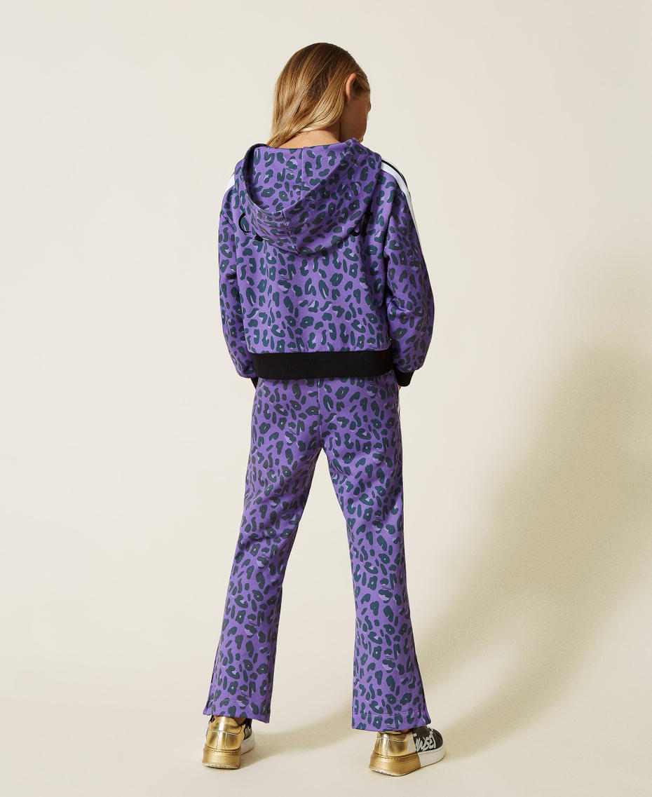 Felpa e pantaloni a stampa animalier Stampa Macula Wood Violet Bambina 212GJ227A-04