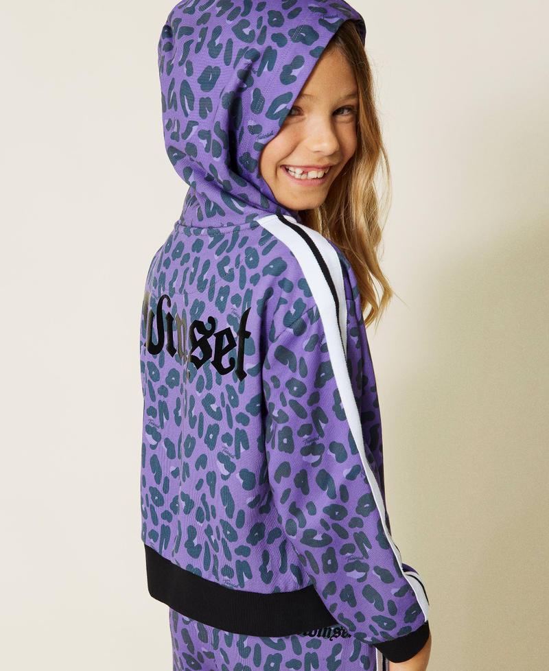 Felpa e pantaloni a stampa animalier Stampa Macula Wood Violet Bambina 212GJ227A-05