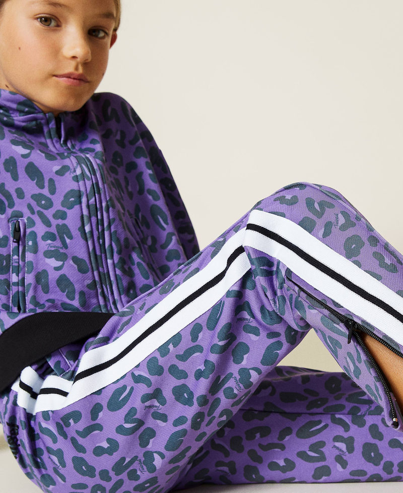 Felpa e pantaloni a stampa animalier Stampa Macula Wood Violet Bambina 212GJ227A-06