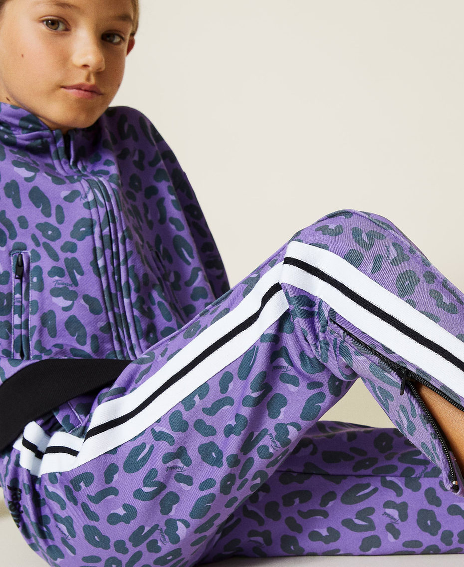 Animal print hoodie and trousers Wood Violet Leopard Spot Print Girl 212GJ227A-06