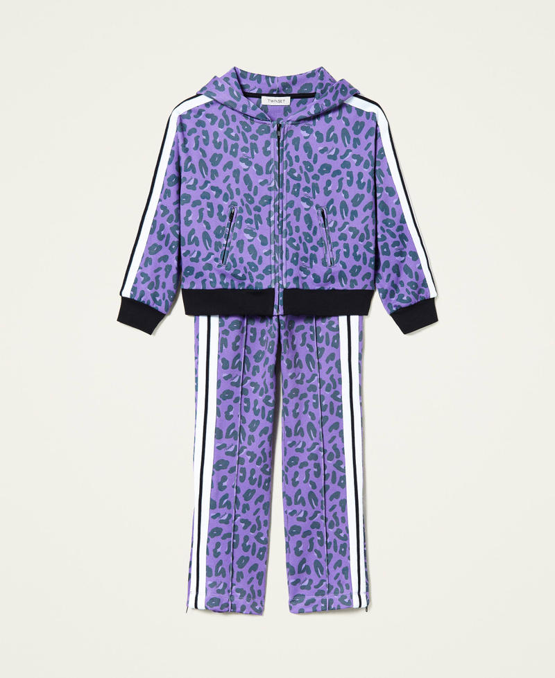 Felpa e pantaloni a stampa animalier Stampa Macula Wood Violet Bambina 212GJ227A-0S