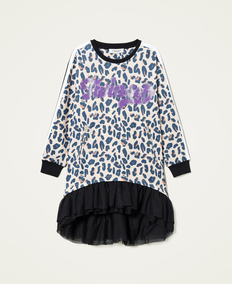 Animal print dress with tulle Marzipan Leopard Spot Print Girl 212GJ227C-0S