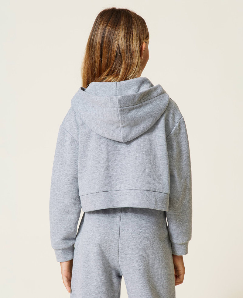 Hoodie with embroidered logo patch Light Gray Mélange Girl 212GJ2290-03
