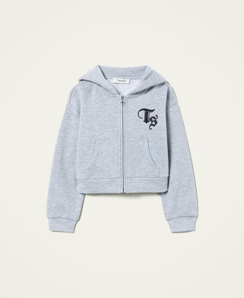 Hoodie with embroidered logo patch Light Gray Mélange Girl 212GJ2290-0S