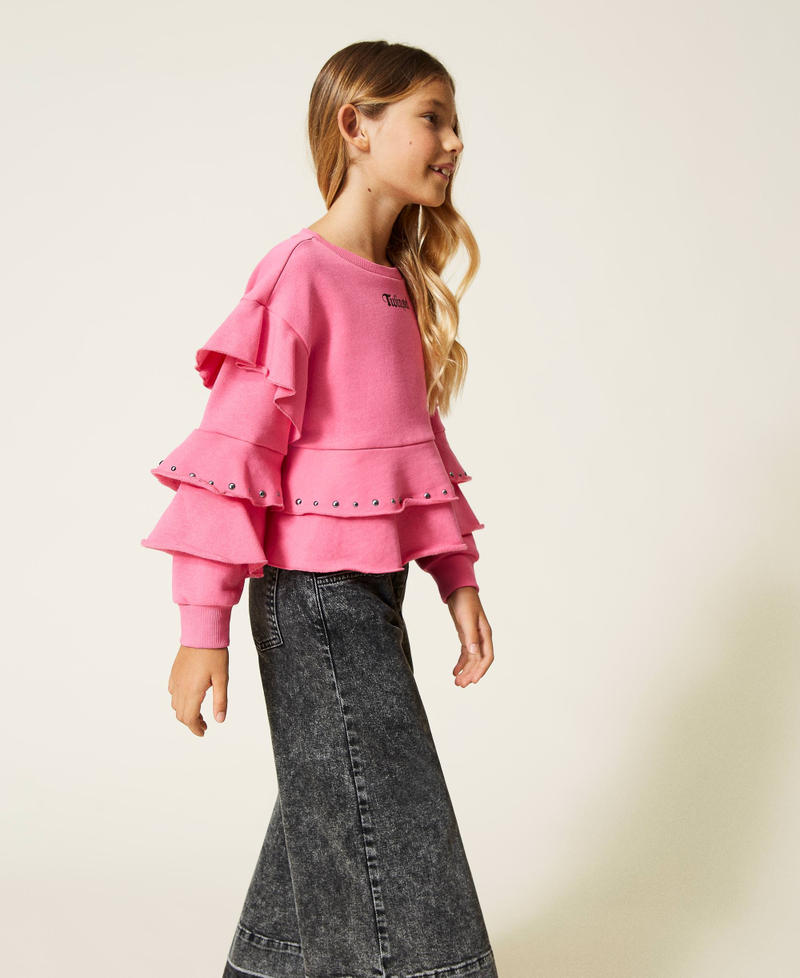Sudadera con volantes y tachuelas Carmine Rose Ni&ntilde;a 212GJ2300-02