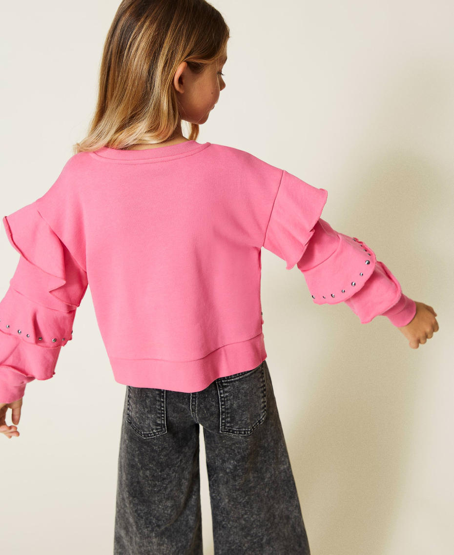 Sudadera con volantes y tachuelas Carmine Rose Ni&ntilde;a 212GJ2300-03