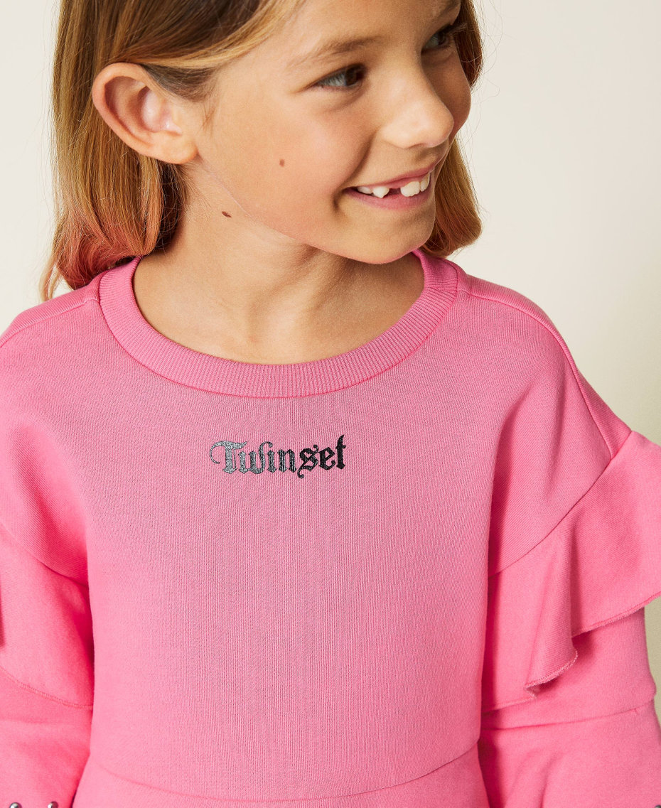 Sudadera con volantes y tachuelas Carmine Rose Ni&ntilde;a 212GJ2300-04