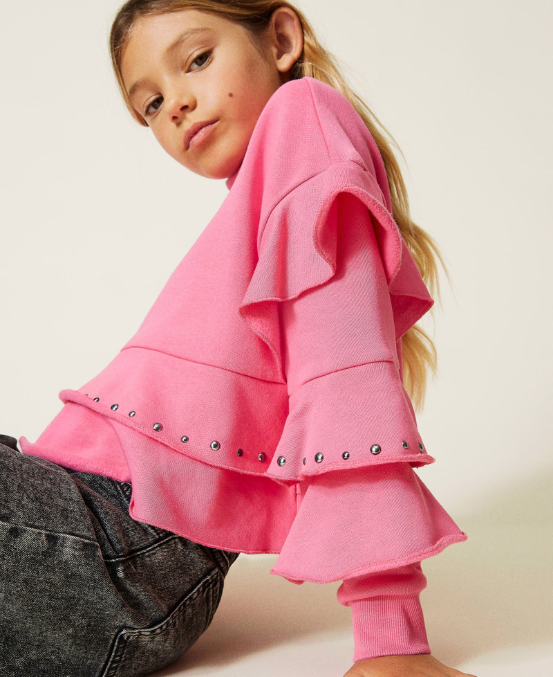 Sudadera con volantes y tachuelas Carmine Rose Ni&ntilde;a 212GJ2300-05