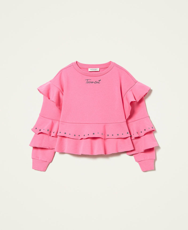 Sudadera con volantes y tachuelas Carmine Rose Ni&ntilde;a 212GJ2300-0S