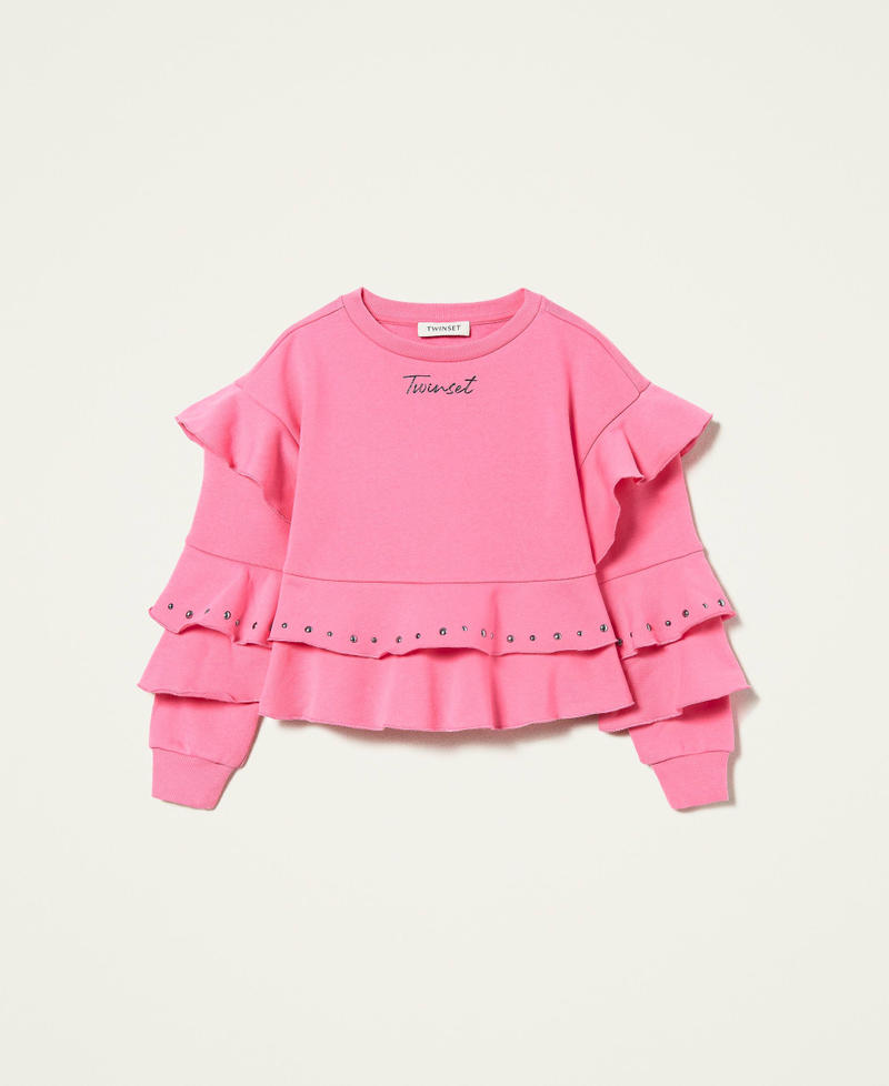 Sweatshirt with flounces and studs Carmine Rose Girl 212GJ2300-0S