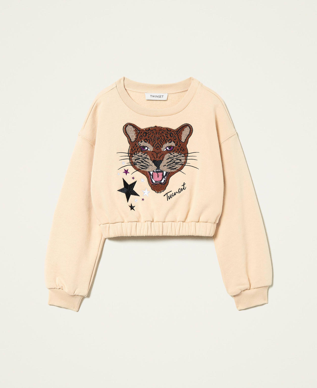 Cropped sweatshirt with embroidery "Marzipan" Beige Girl 212GJ230B-0S