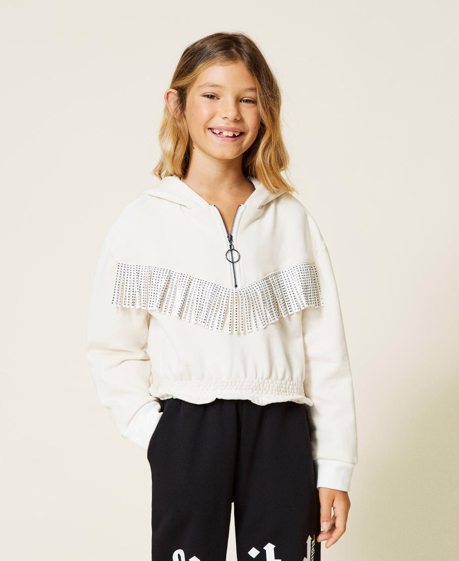 Hoodie with fringes and rhinestones Off White Girl 212GJ230E-01