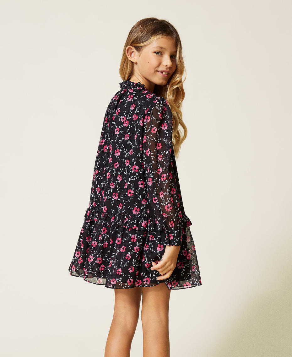 Kleid aus Georgette mit Blumendessin Allover-Blumenprint M&auml;dchen 212GJ236A-03