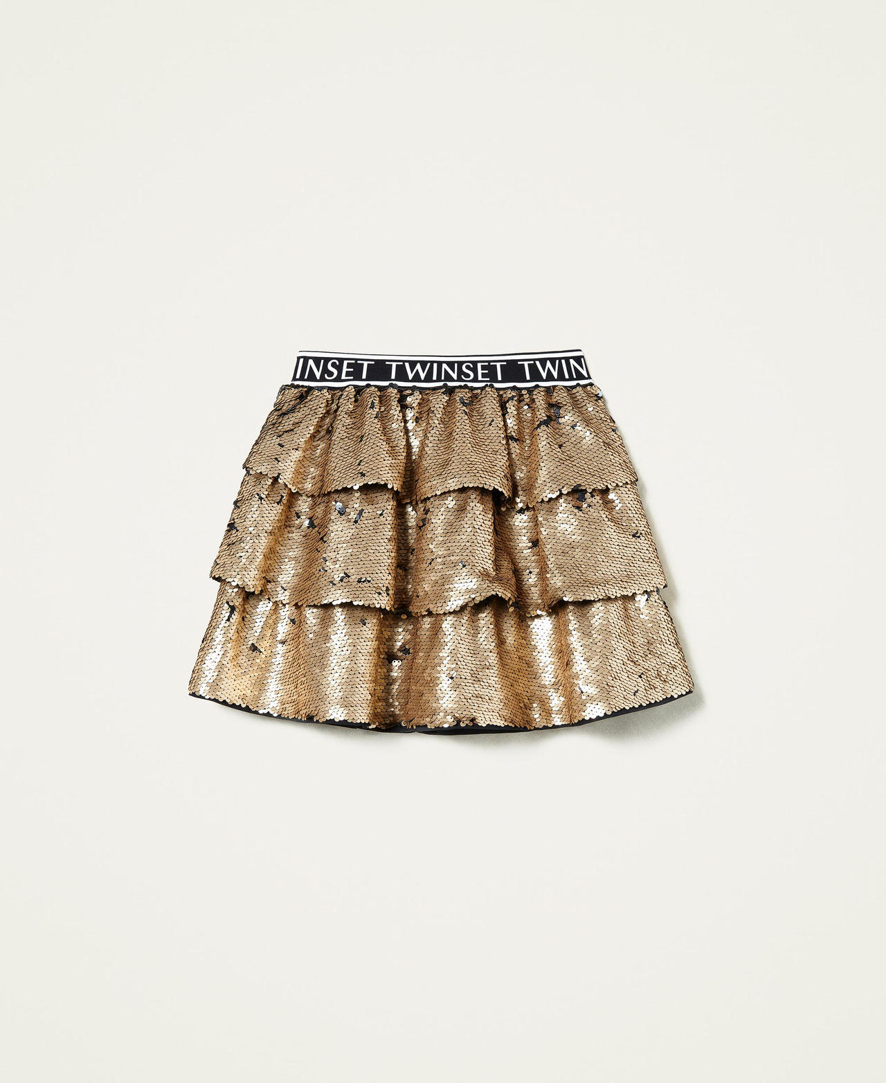 Full sequin skirt with flounces Gold Yellow Girl 212GJ2393-0S