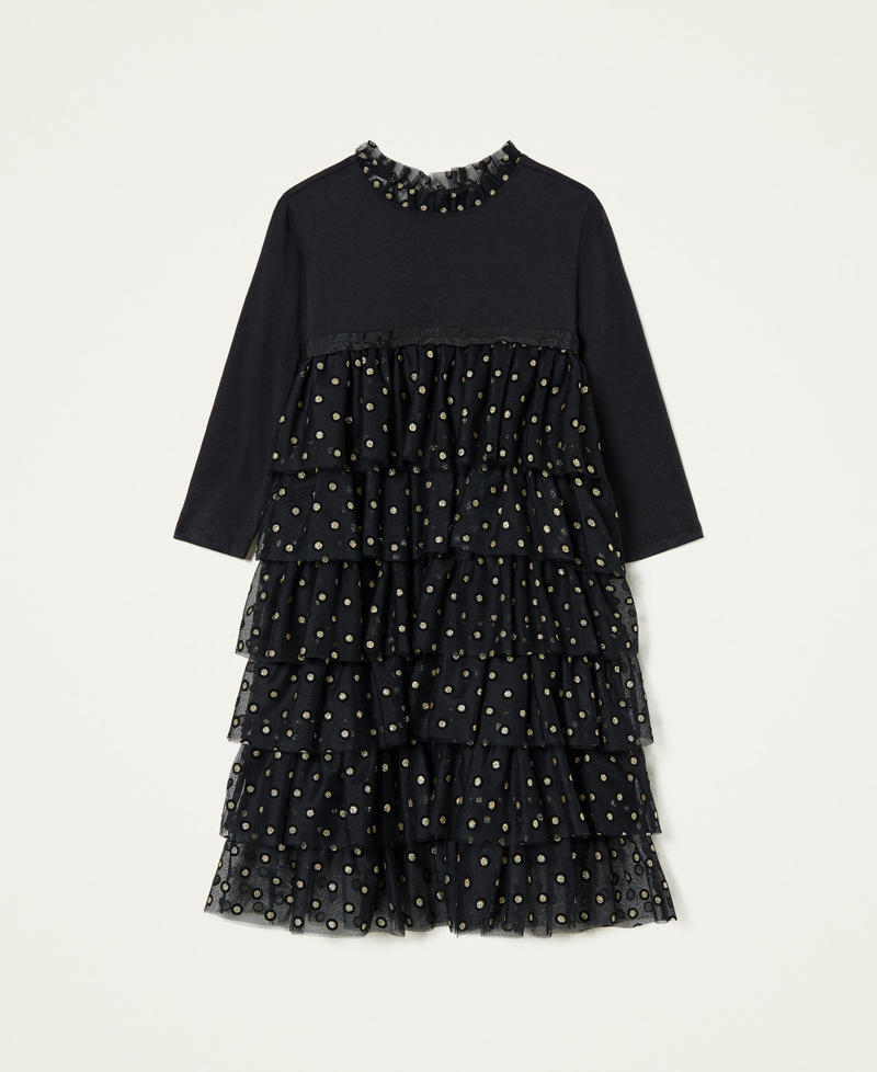 Abito con balze in tulle Nero Bambina 212GJ2400-0S