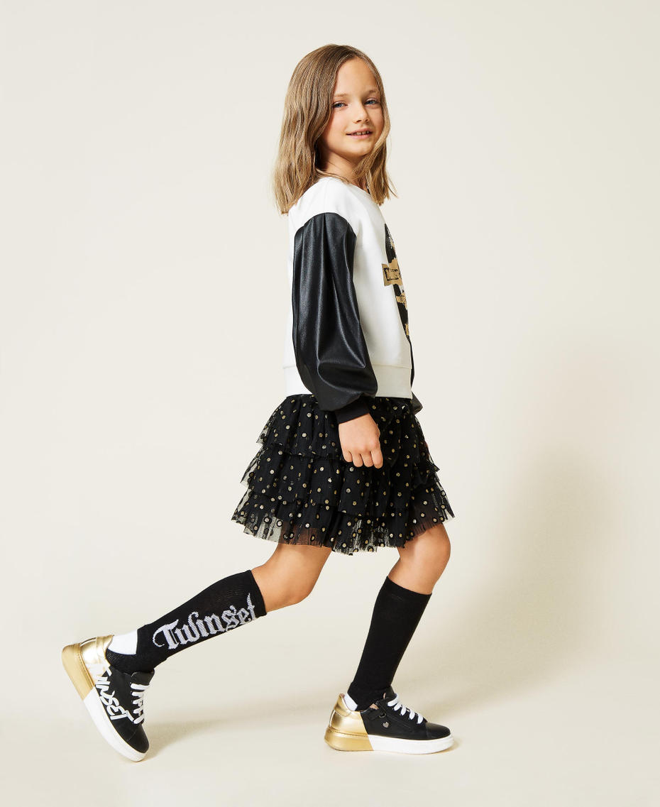 Jupe volant&eacute;e en tulle Noir Fille 212GJ2402-01