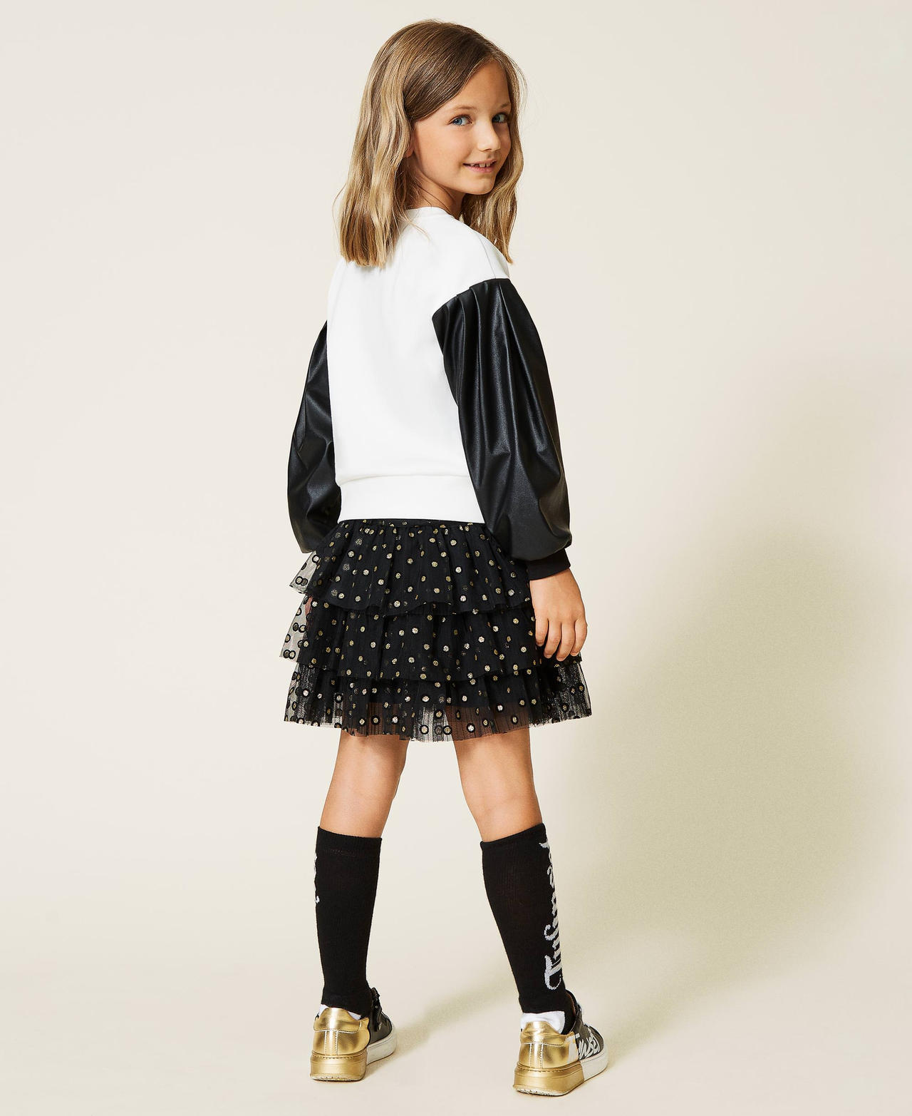 Jupe volant&eacute;e en tulle Noir Fille 212GJ2402-03