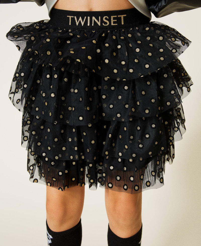 Ярусная юбка из тюля Черный Девочка 212GJ2402-04
