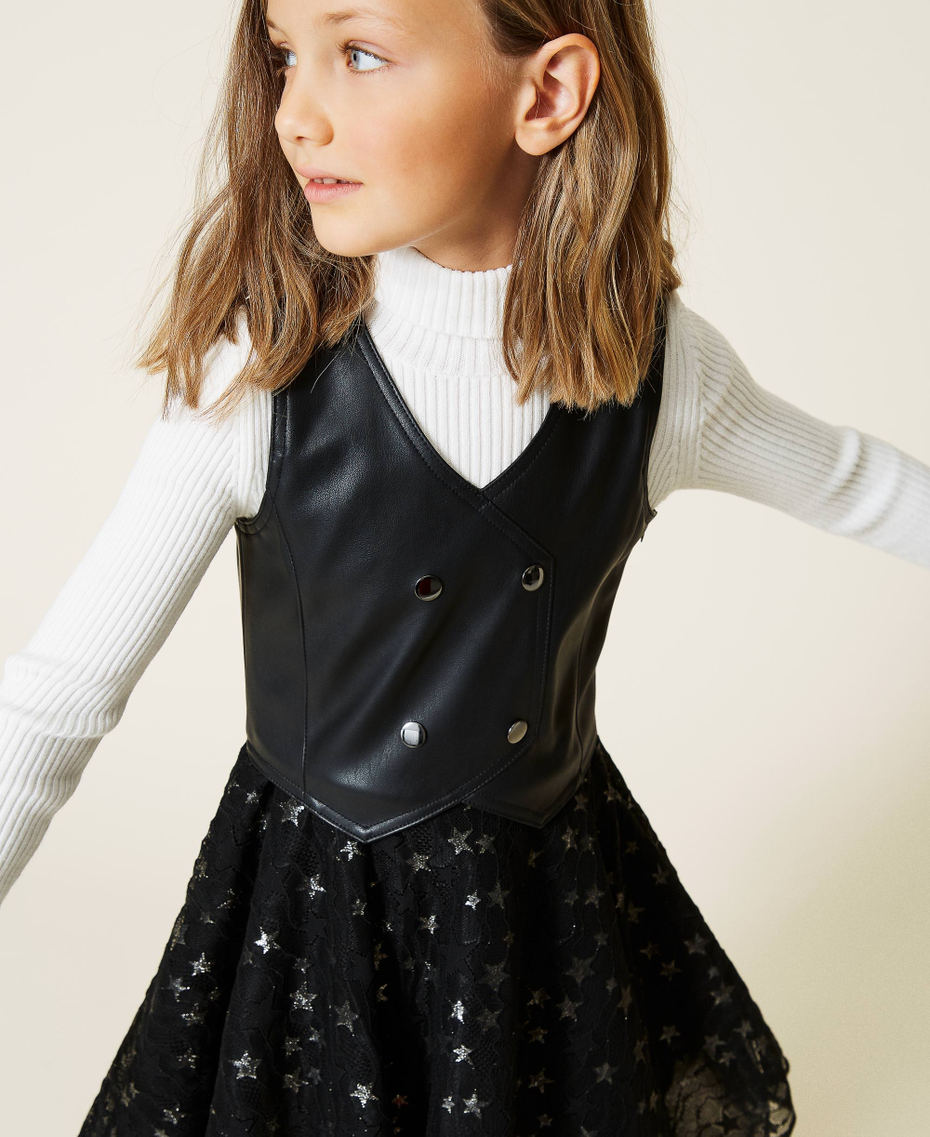 Kleid mit mehrlagigem T&uuml;llrock Schwarz M&auml;dchen 212GJ2410-06