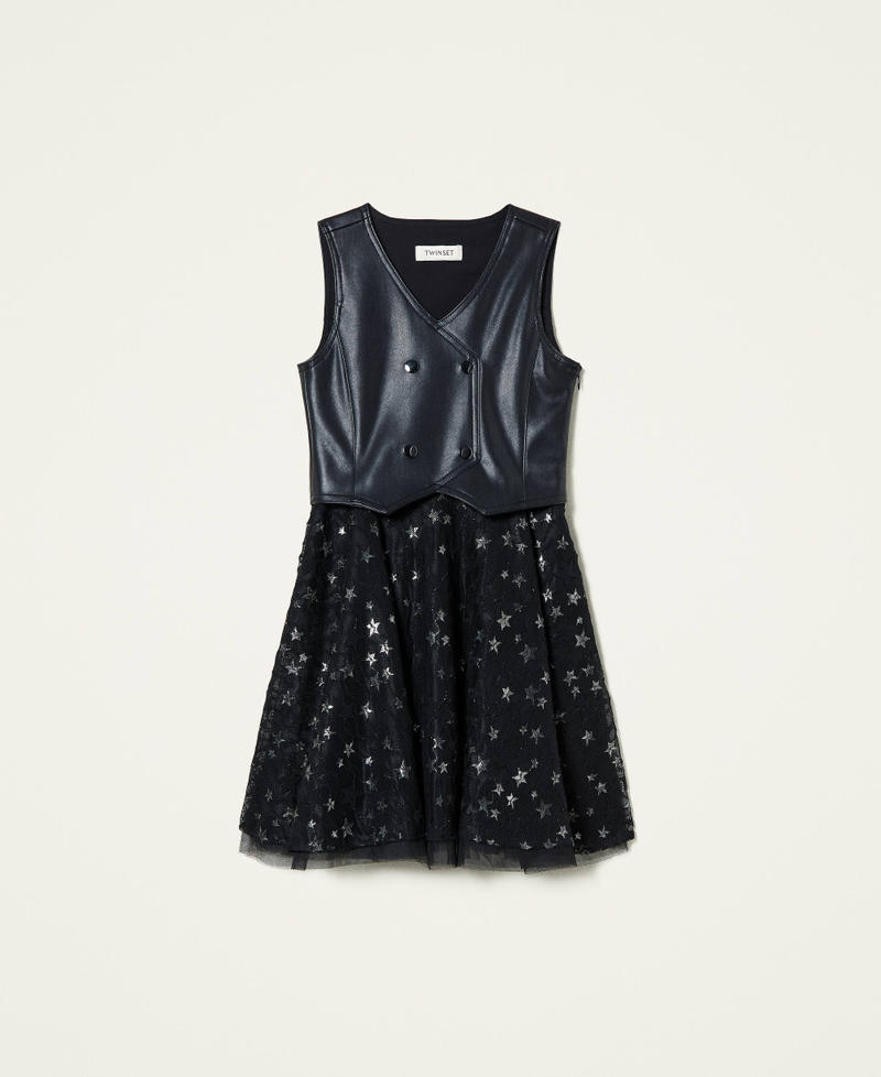 Dress with flounced tulle skirt Black Girl 212GJ2410-0S
