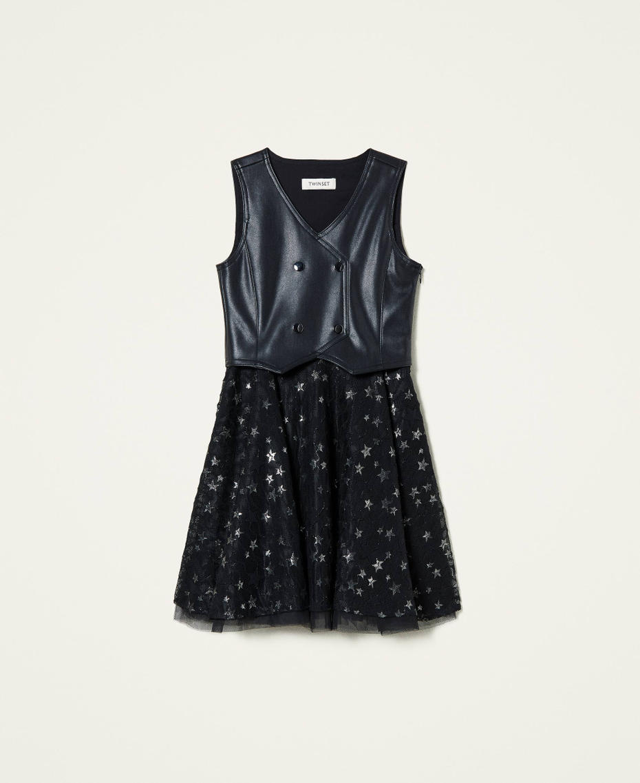 Kleid mit mehrlagigem Tüllrock Schwarz Mädchen 212GJ2410-0S