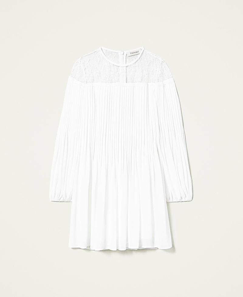Robe en cr&ecirc;pe georgette et dentelle Off White Fille 212GJ2441-0S
