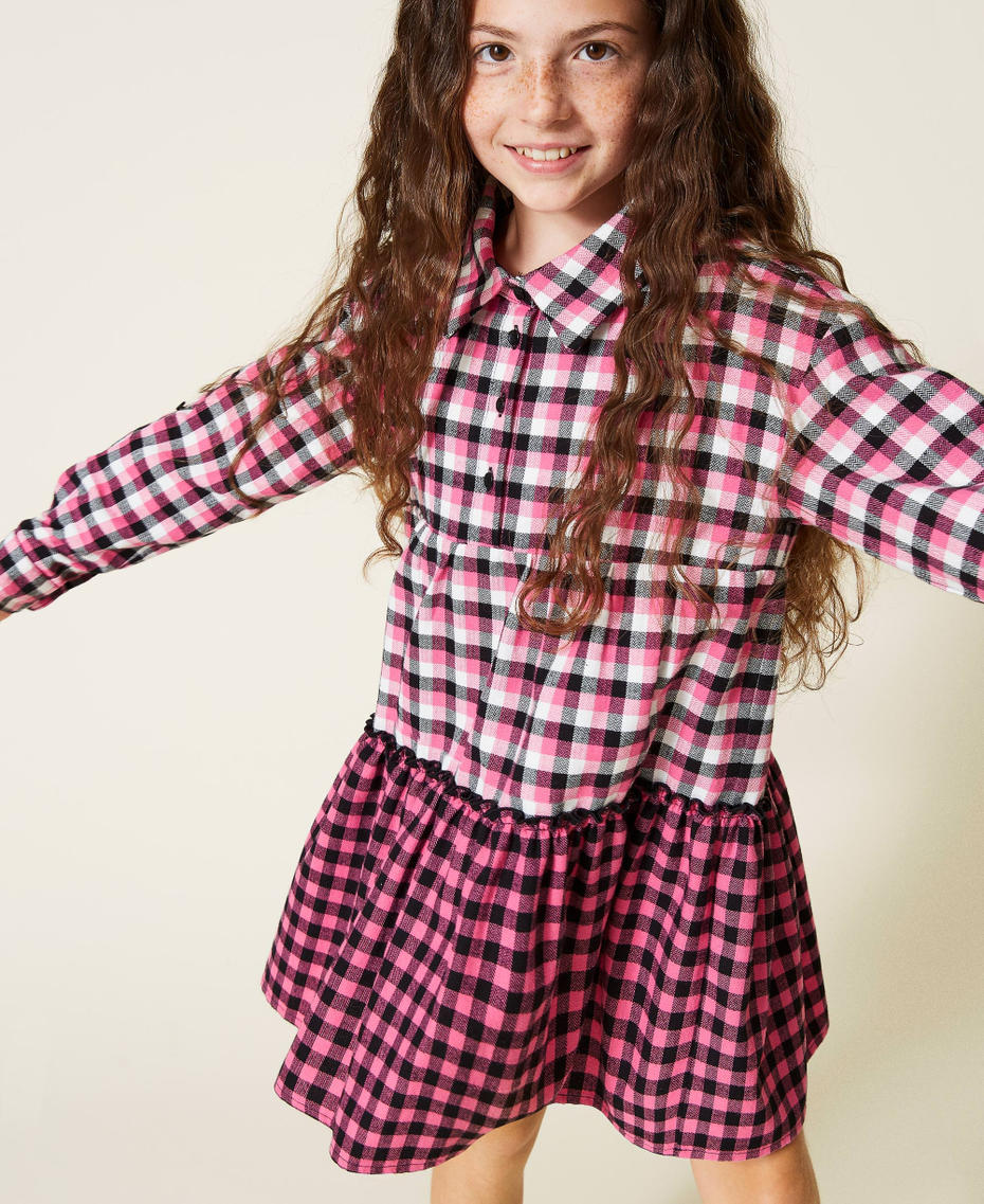 Фланелевое платье Микс Клетка Пунцовый Розовый Девочка 212GJ2456-01