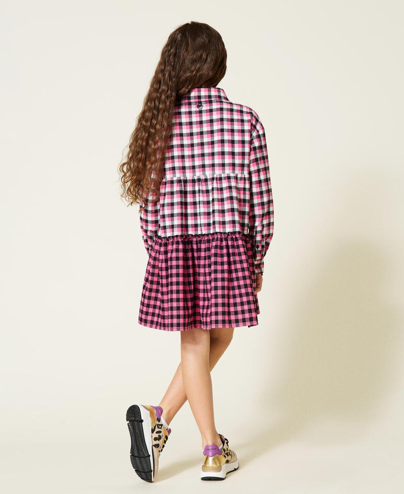 Фланелевое платье Микс Клетка Пунцовый Розовый Девочка 212GJ2456-03